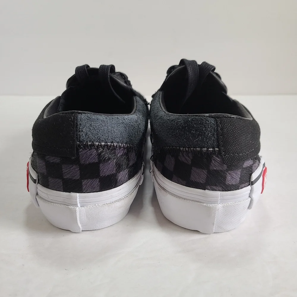 Vans Slip-On Cap Lx Pony Hair Checkerboard Black White Sneakers Women 7 Men 5.5 - Picture 5 of 10